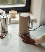 Aarke Kettle Sand in a kitchen setting