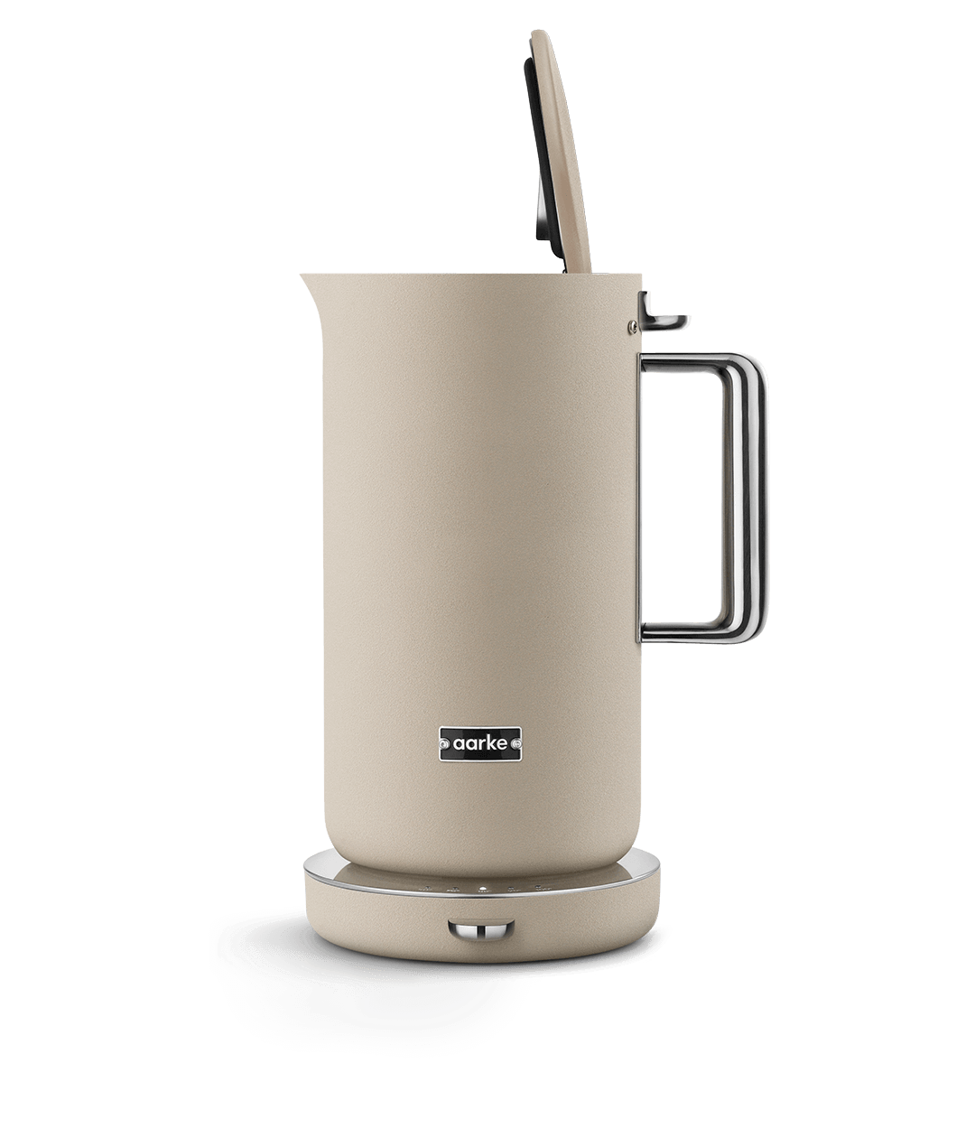 Aarke Kettle Sand with the lid open