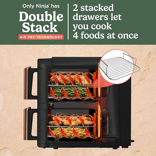 Ninja Double Stack XL 9.5L Air Fryer, 2 Drawers, Black/Copper