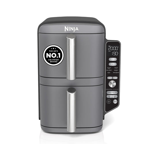Ninja Double Stack XL 9.5L Air Fryer, 2 Drawers, Grey SL400UK