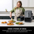 Ninja Double Stack XL 9.5L Air Fryer, 2 Drawers, Grey SL400UK