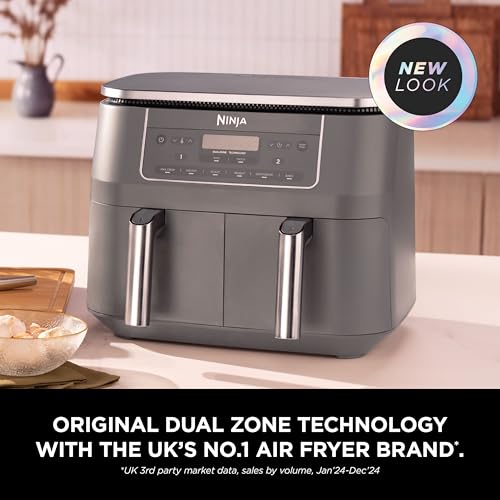 Ninja Dual Zone 6-in-1 7.6L Air Fryer, 2 Drawers, Gunmetal DZ300UK