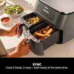 Ninja Dual Zone 6-in-1 7.6L Air Fryer, 2 Drawers, Gunmetal DZ300UK