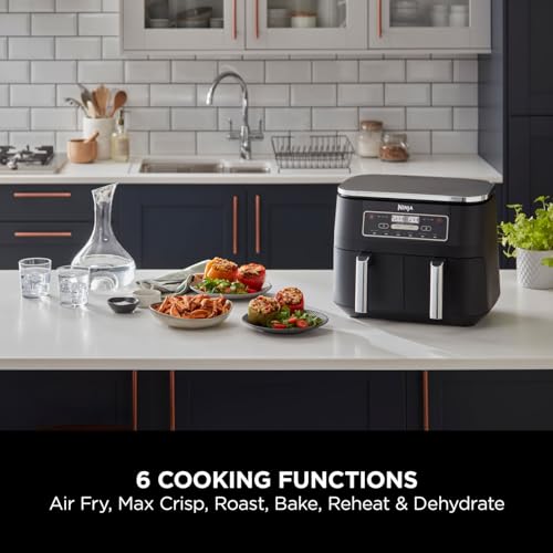 Ninja Foodi 6-in-1 Dual Zone 7.6L Air Fryer, 2 Drawers, Black AF300UK