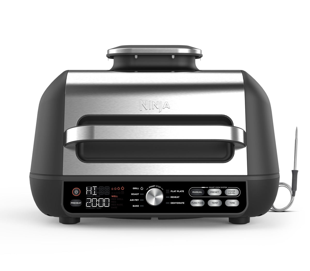Ninja Foodi Max Pro Health Grill, Flat Plate & Air Fryer 3.8L, 7-in-1, Silver/Black AG651UK