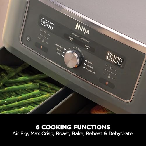 Ninja MAX Dual Zone 9.5L Air Fryer, 2 Drawers, Gunmetal DZ400UK